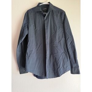 Van Heusen Cotton Blend Slim Fit Dress Shirt 16.5 34/35 Blue beige Pattern